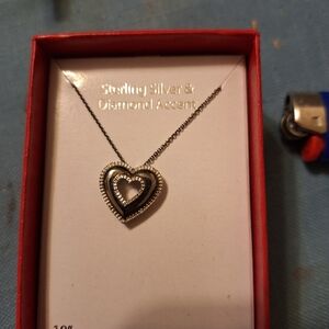 Sterling Silver Heart Necklace with Diamond Accent